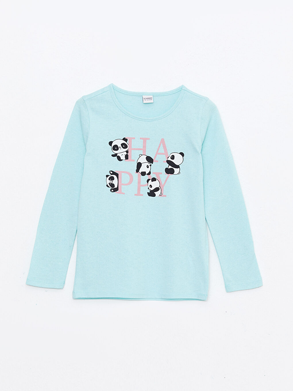 Crew Neck Printed Long Sleeve Girls' T-Shirt