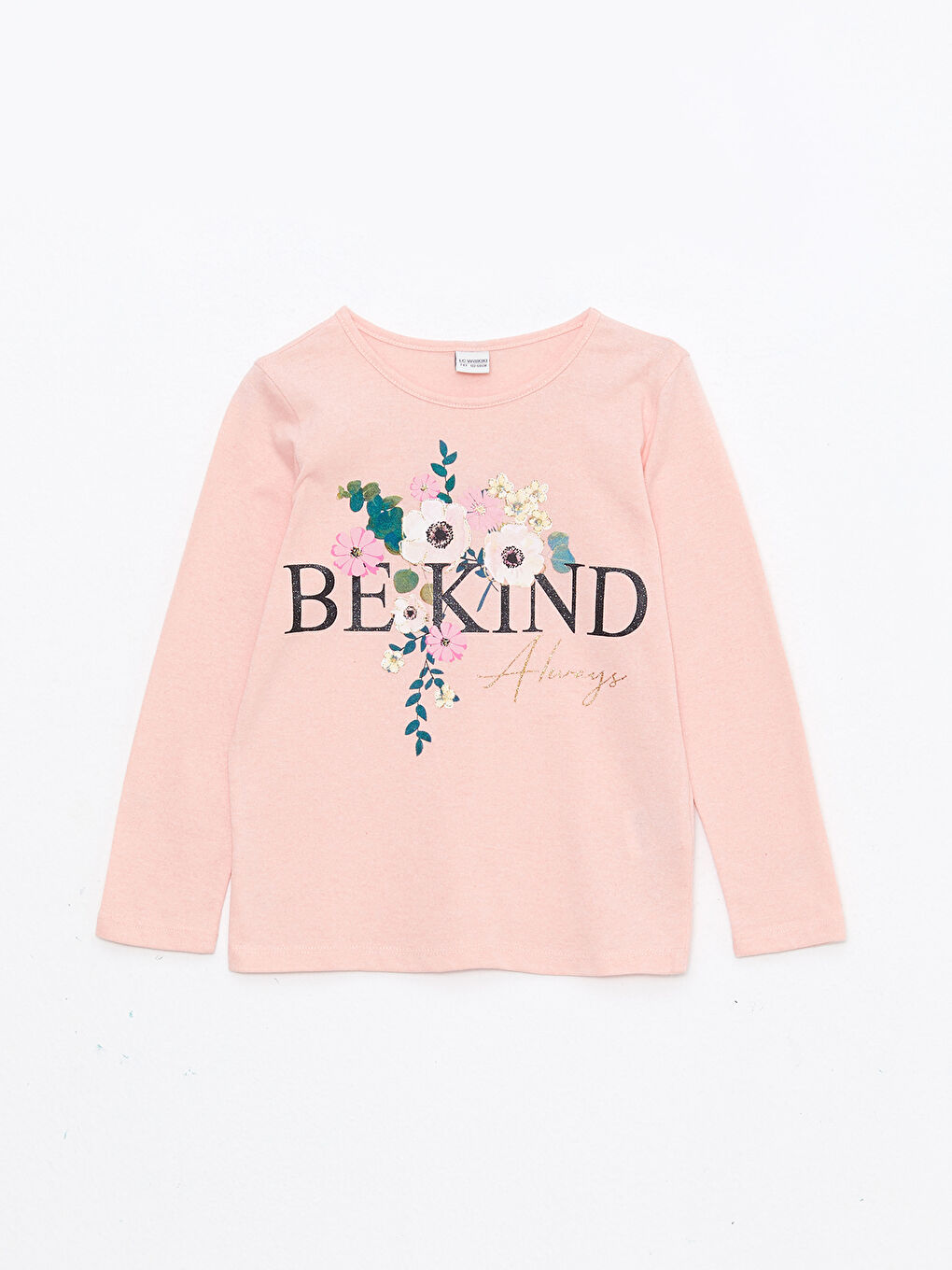 Crew Neck Printed Long Sleeve Girls' T-Shirt
