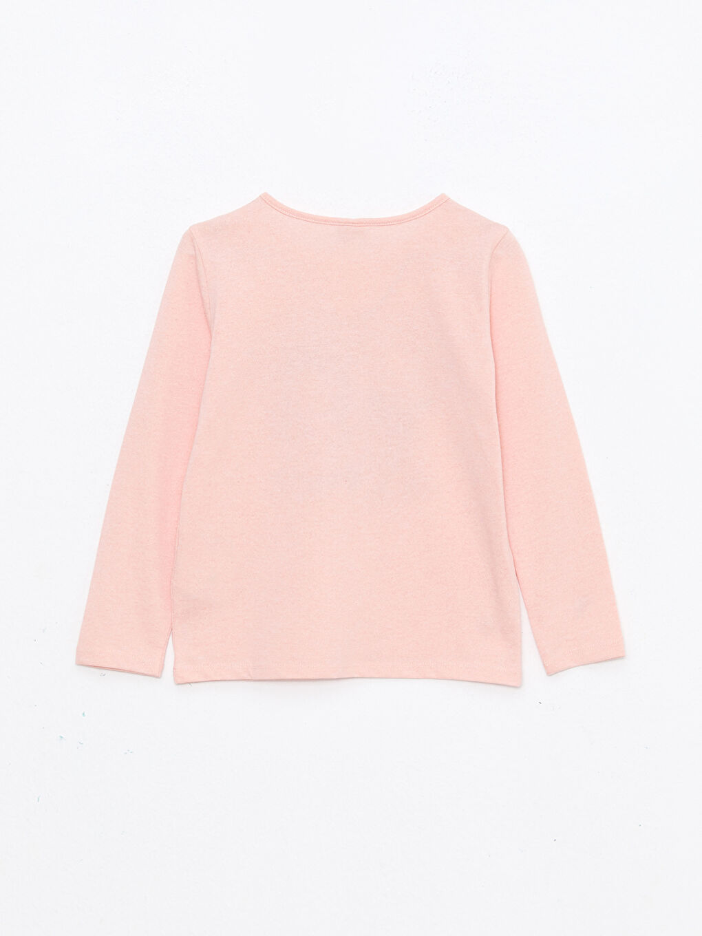 Pembe Bisiklet Yaka Baskılı Uzun Kollu Kız Çocuk Tişört-1