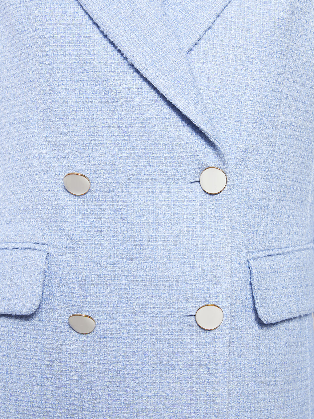 Mavi Düz Uzun Kollu Kadın Tüvit Blazer Ceket-3