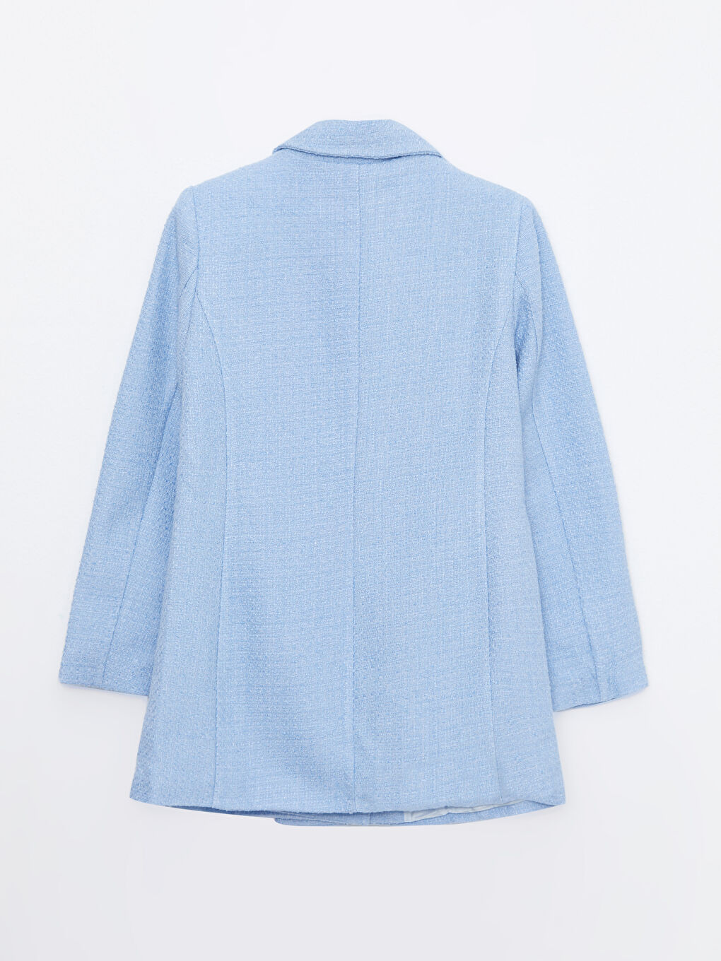 Mavi Düz Uzun Kollu Kadın Tüvit Blazer Ceket-6