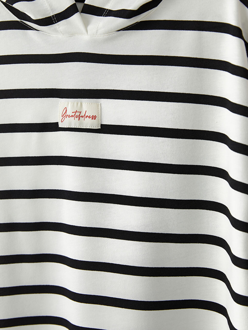 Siyah Kapüşonlu Çizgili Uzun Kollu Oversize Kadın Sweatshirt Tunik-6