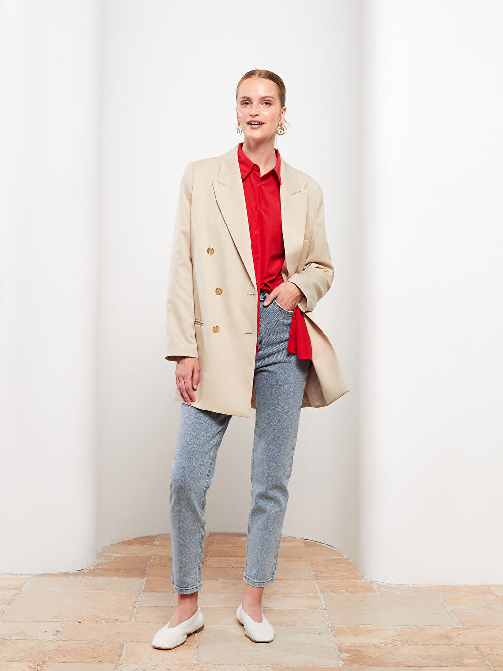 İndigo Mom Fit Cep Detaylı Kadın Rodeo Jean Pantolon-1