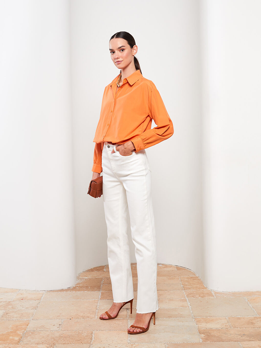 Beyaz Straight Fit Kadın Jean Pantolon-1