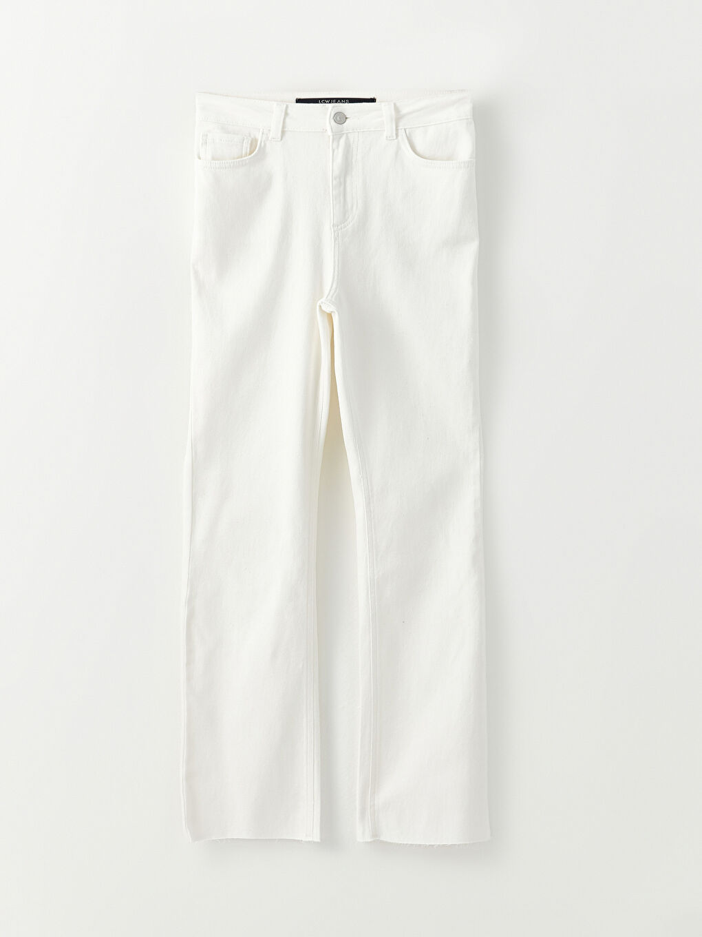 Beyaz Straight Fit Kadın Jean Pantolon-5