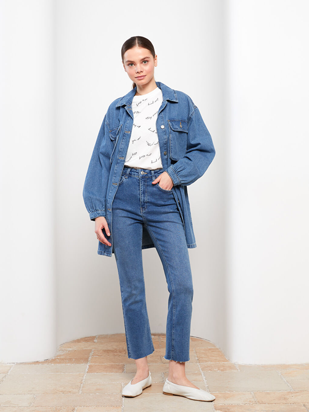 LCW Modest Orta İndigo Rodeo Mars Flare Kadın Jean Pantolon - 1