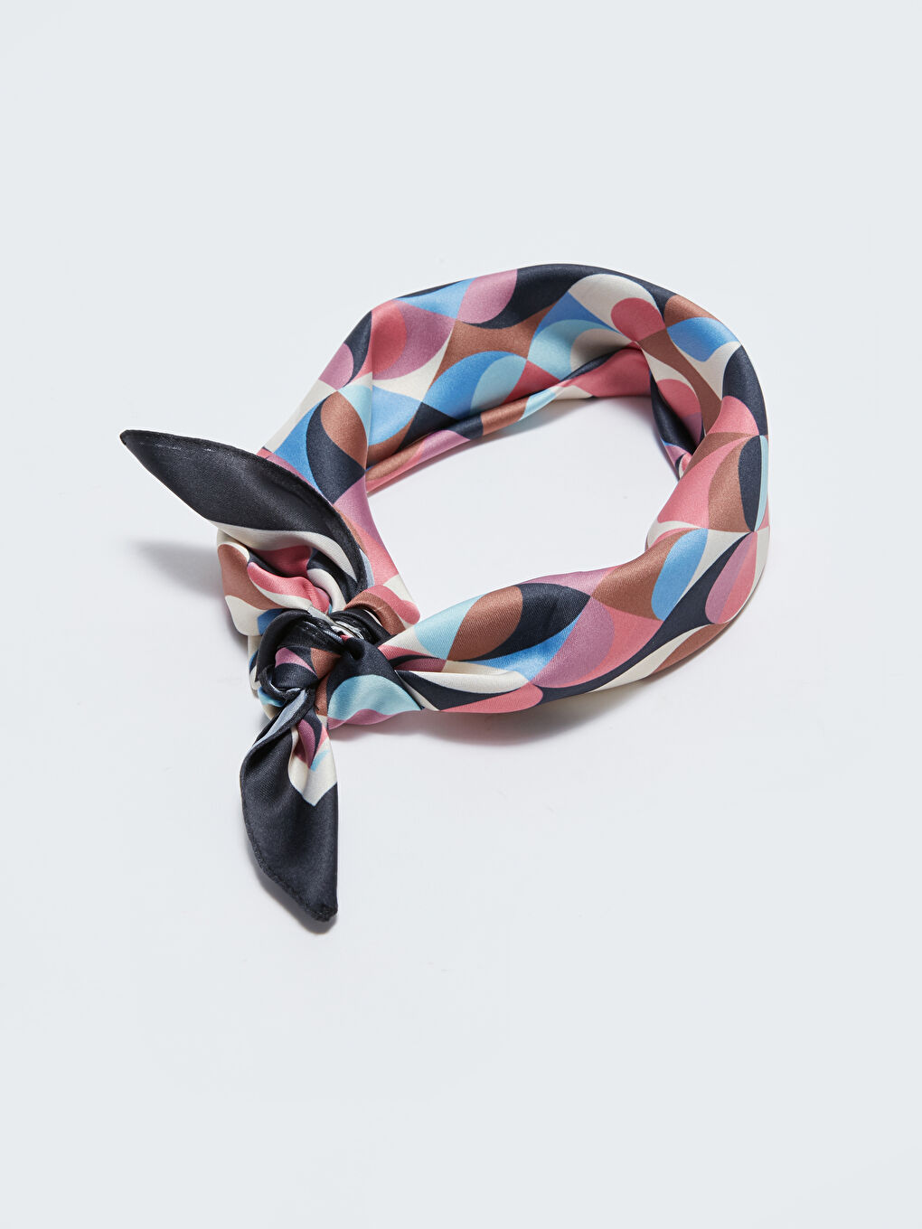 Mor Desenli Saten Kadın Bandana-3