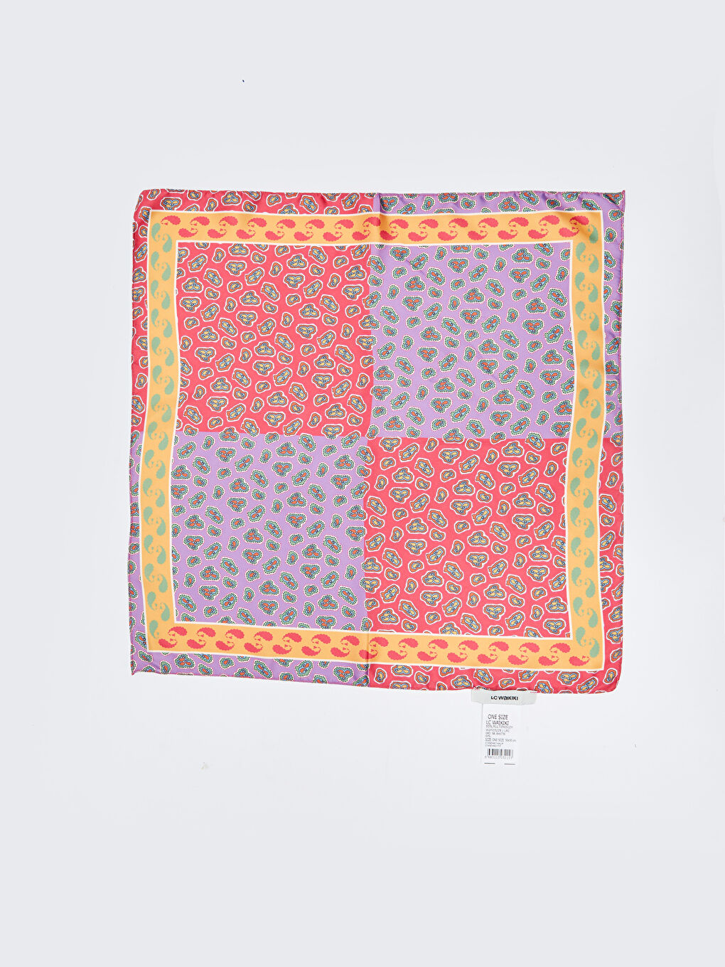 Fuşya Desenli Saten Kadın Bandana-4