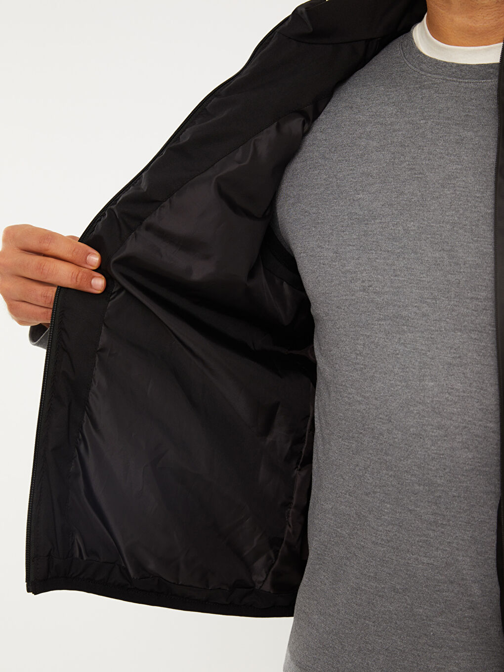 Siyah Standart Kalıp Dik Yaka Erkek Yelek-3