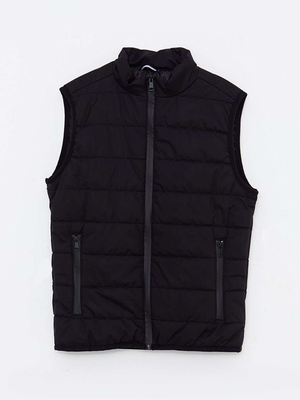 Siyah Standart Kalıp Dik Yaka Erkek Yelek-5