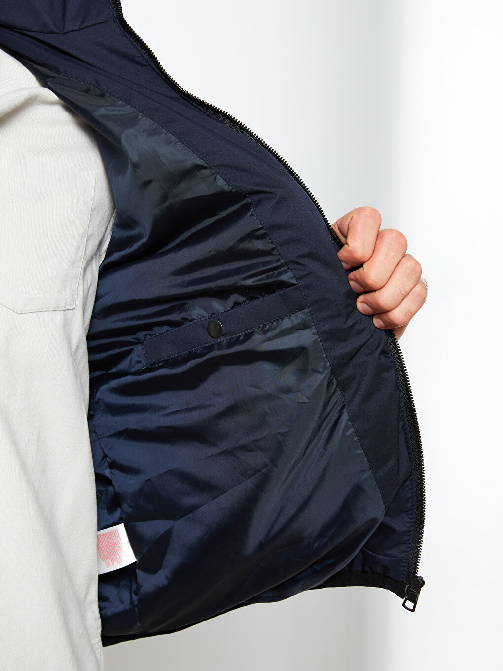 Lacivert Standart Kalıp Dik Yaka Erkek Şişme Mont-2