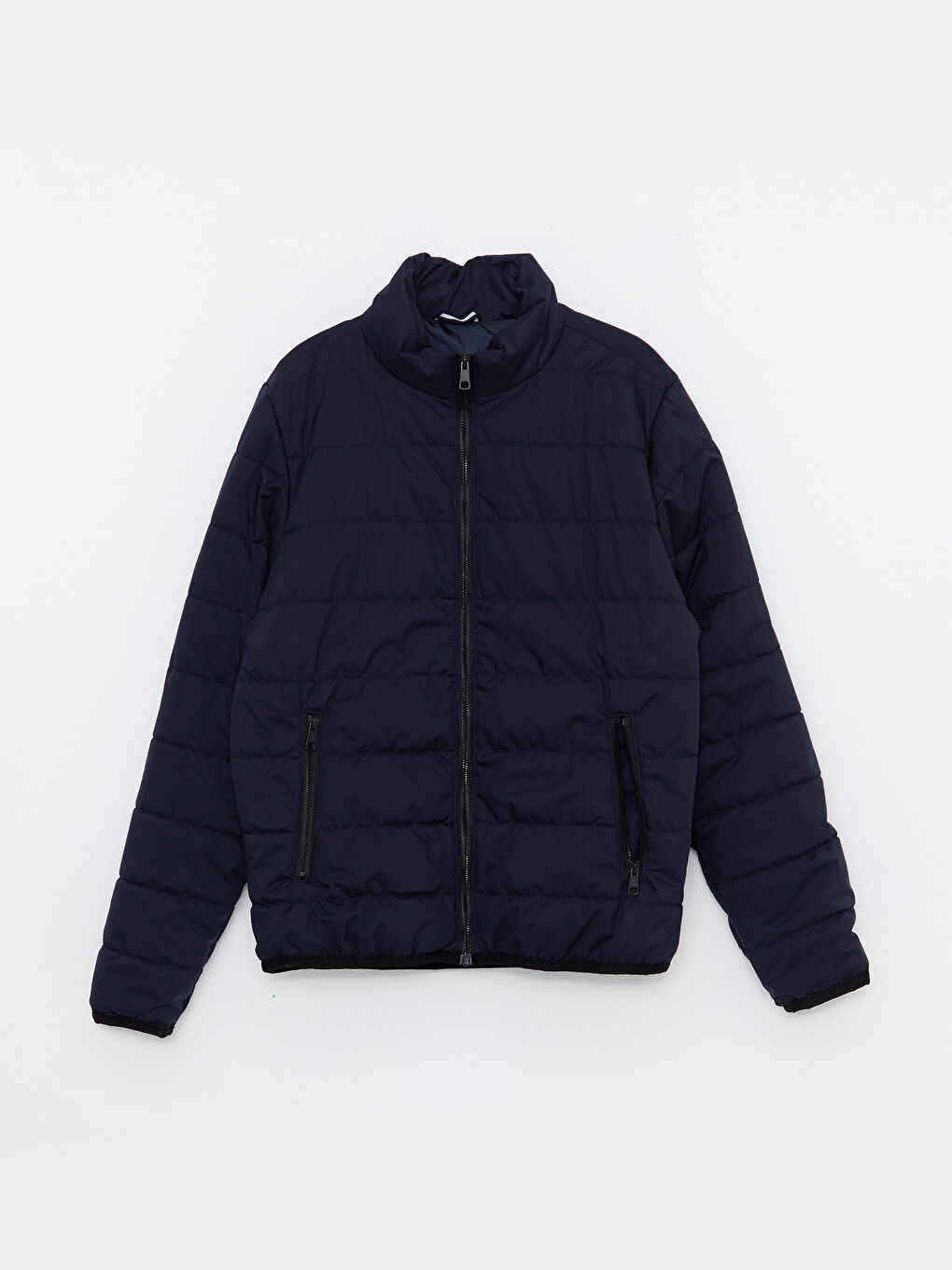 Lacivert Standart Kalıp Dik Yaka Erkek Şişme Mont-5