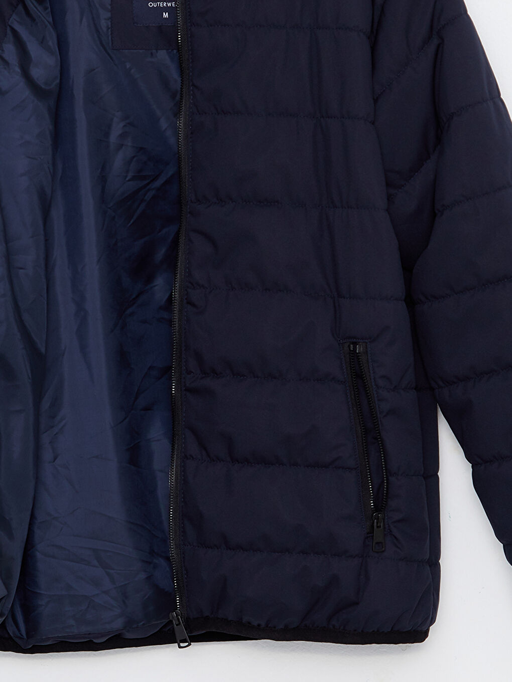 Lacivert Standart Kalıp Dik Yaka Erkek Şişme Mont-7