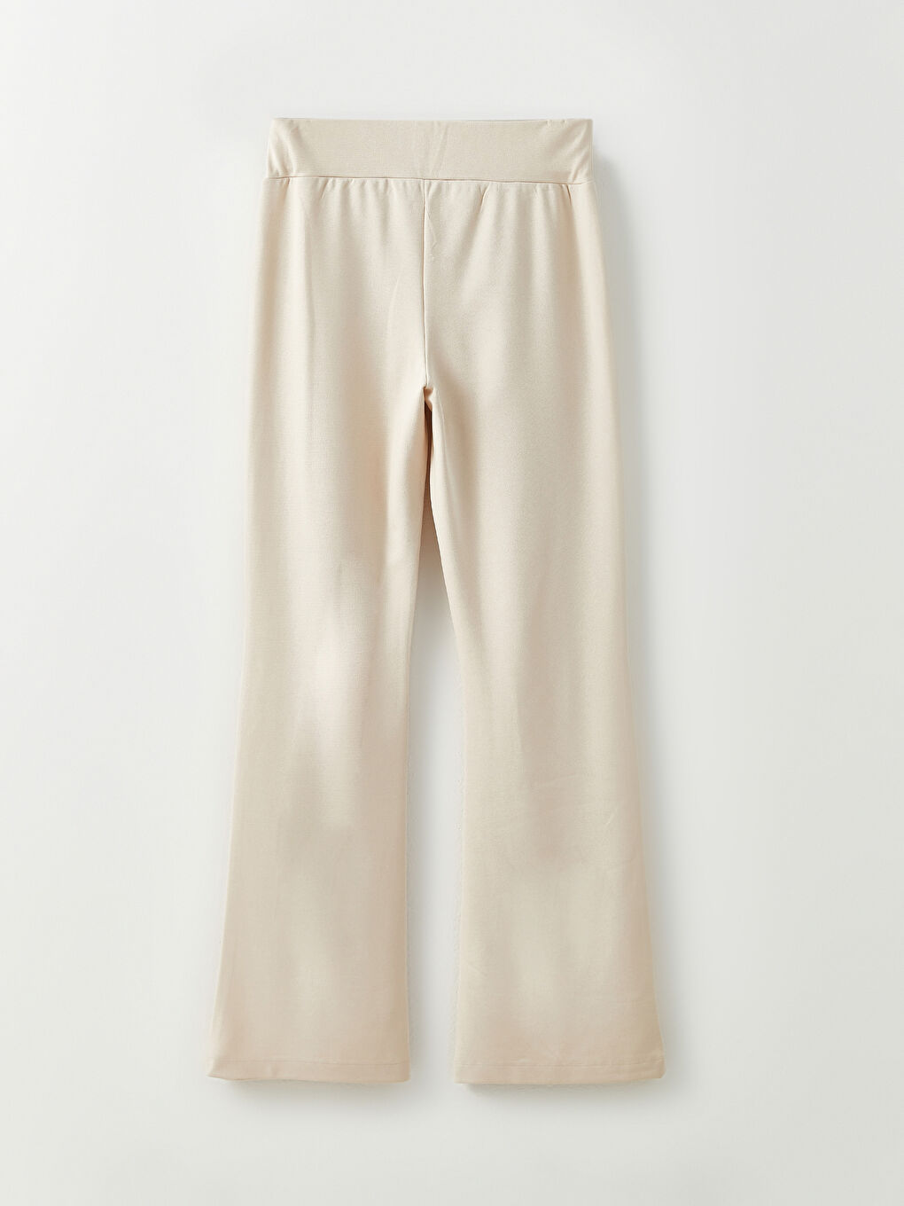 Bej Beli Lastikli Düz İspanyol Paça Kadın Eşofman Altı-6