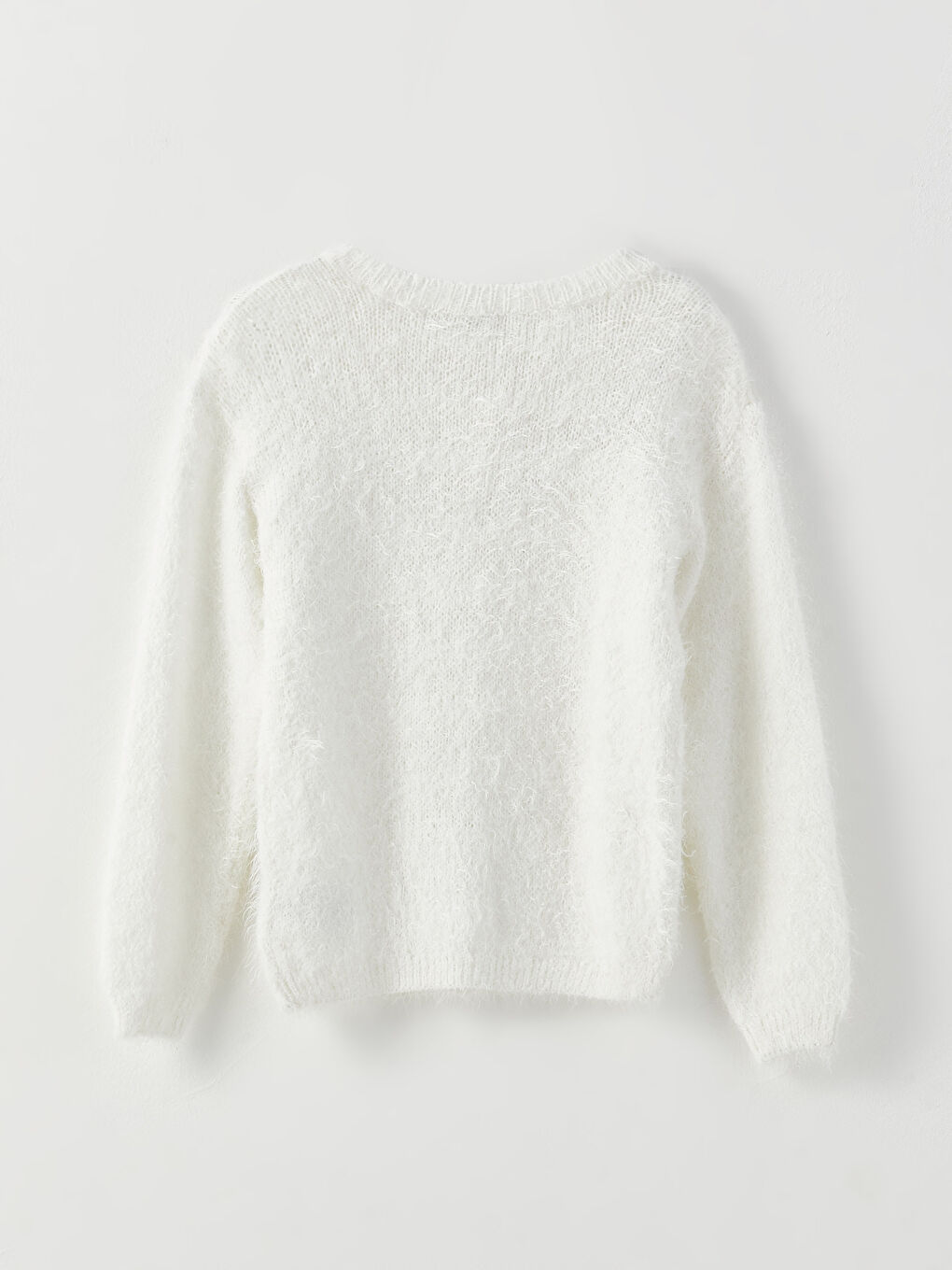 Ekru Bisiklet Yaka Basic Uzun Kollu Kız Çocuk Triko Hırka-3