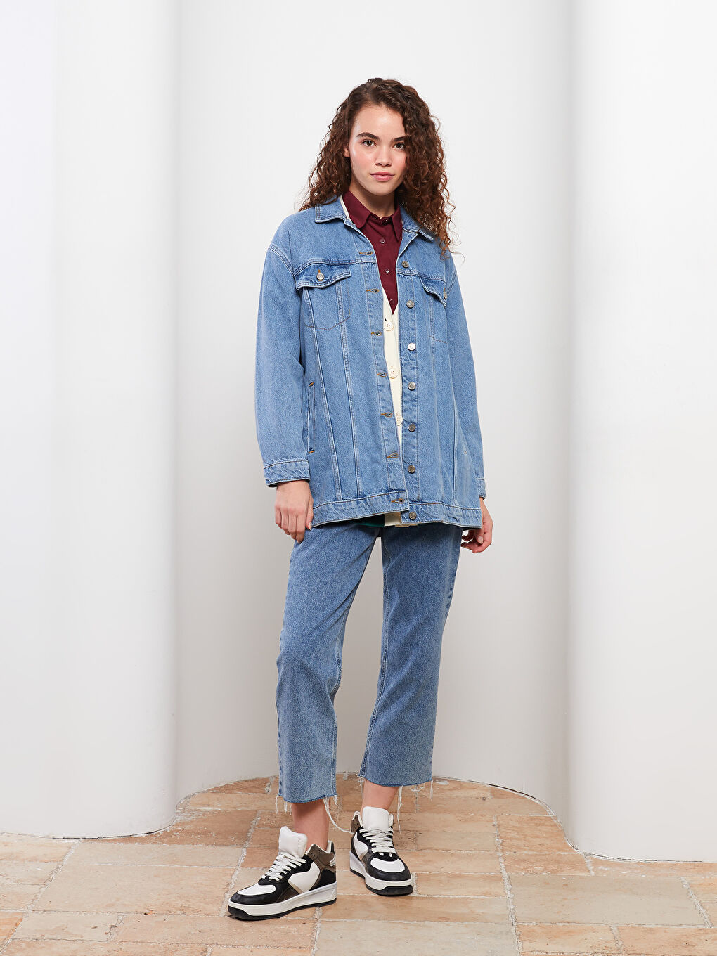 Shirt Neck Regular Long Sleeve Women's Rodeo Jean Jacket-2