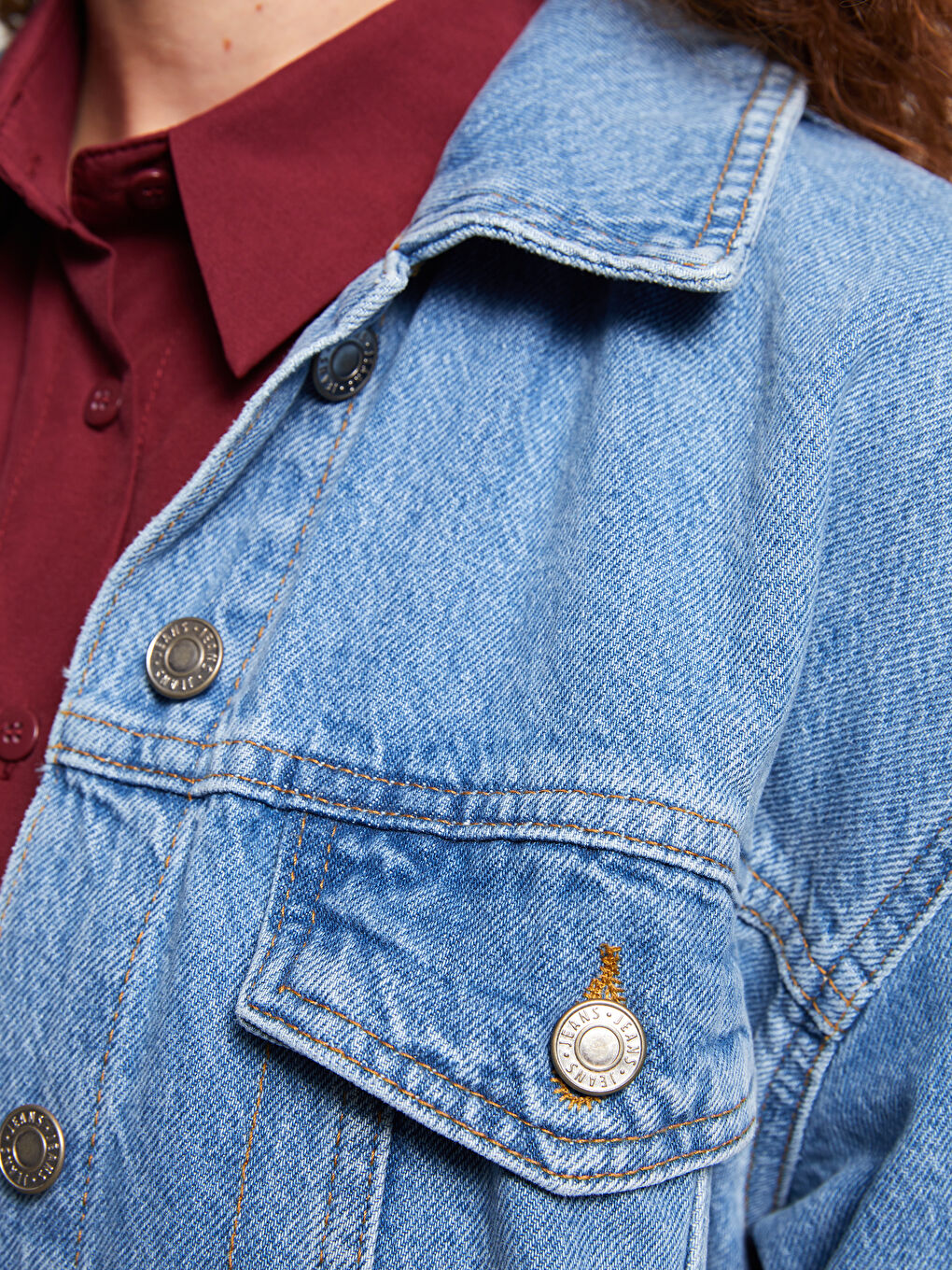 Shirt Neck Regular Long Sleeve Women's Rodeo Jean Jacket-4