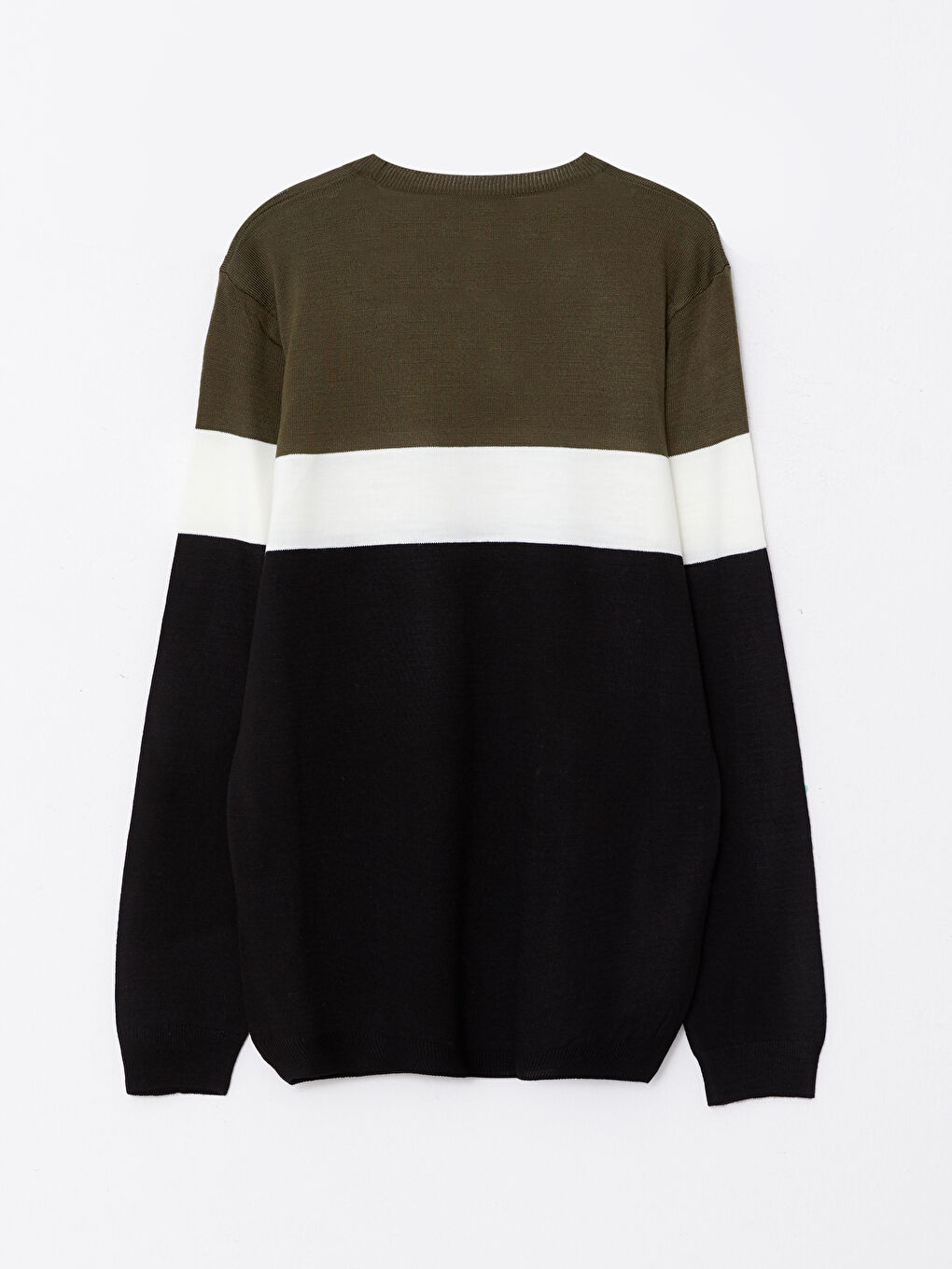 Crew Neck Long Sleeve Color Block Men's Knitwear Sweater-6