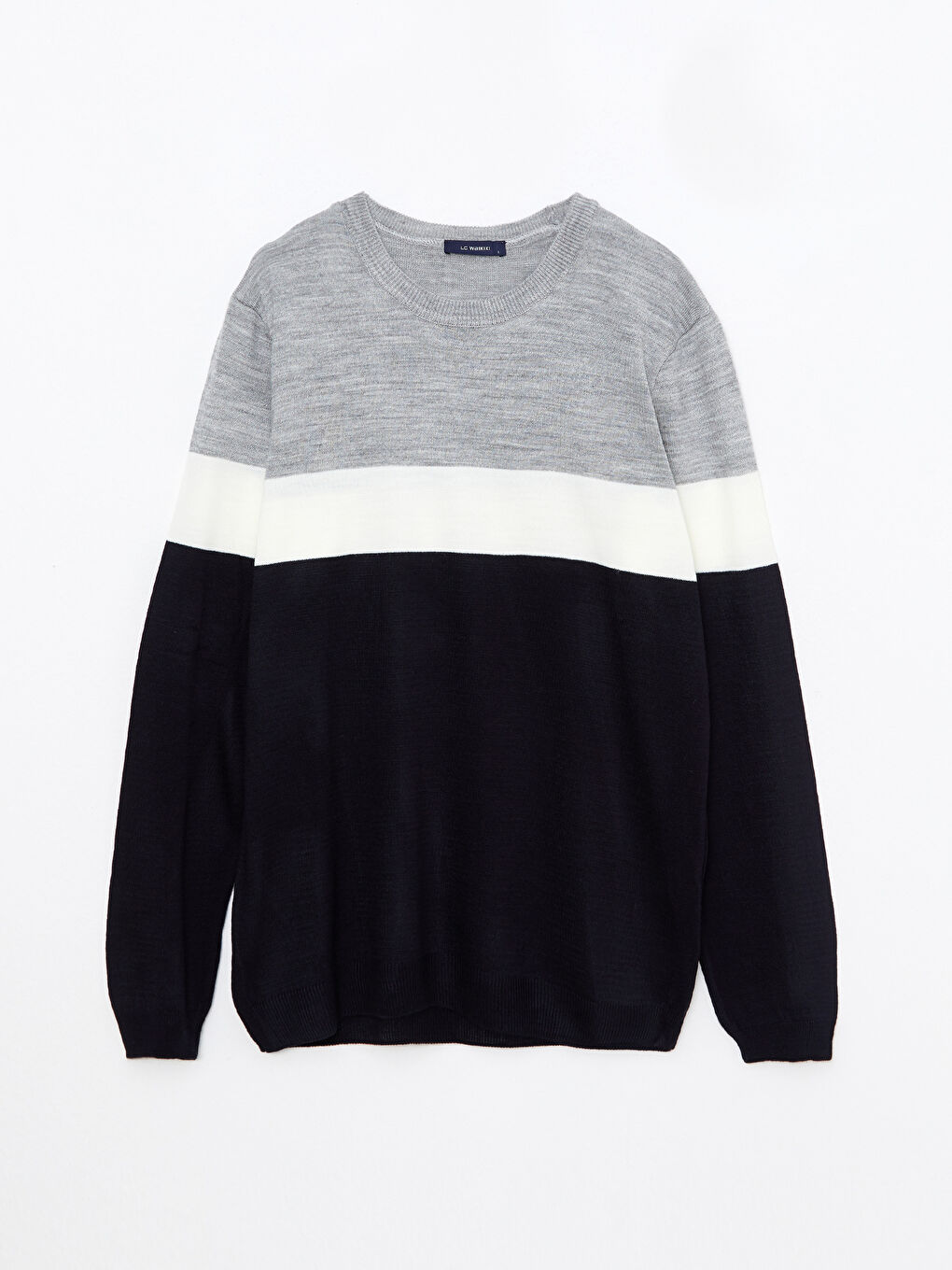 LCW ECO Rundhalsausschnitt Langarm Farbblock Herren Strickpullover -W2FO57Z8-SP7