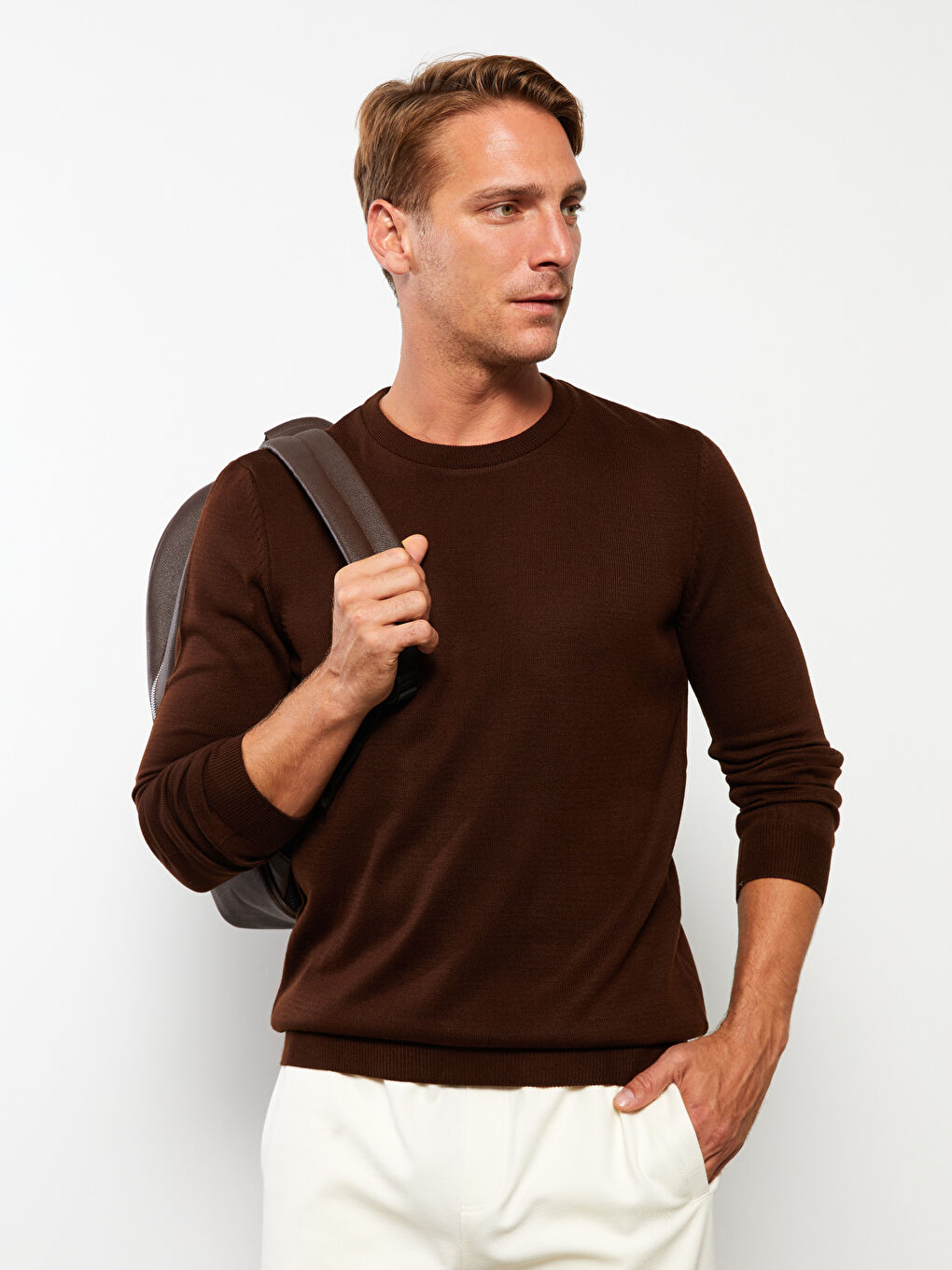 LCW ECO Crew Neck Long Sleeve Men's Tricot Sweater -W2FO59Z8-HKQ