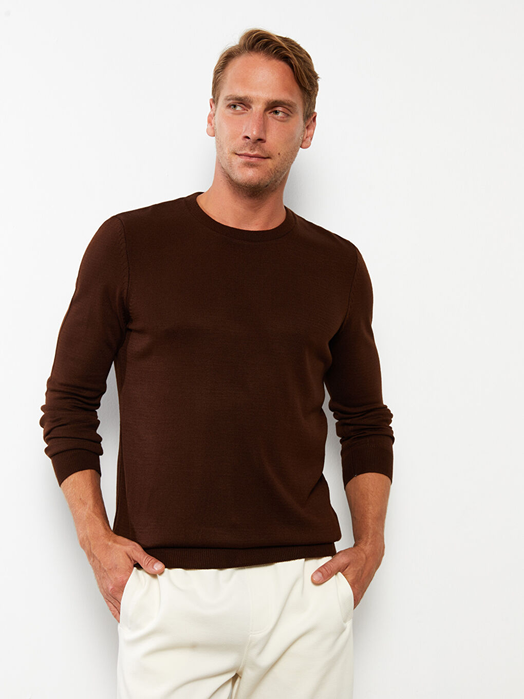 LCW ECO Crew Neck Long Sleeve Men's Tricot Sweater -W2FO59Z8-HKQ