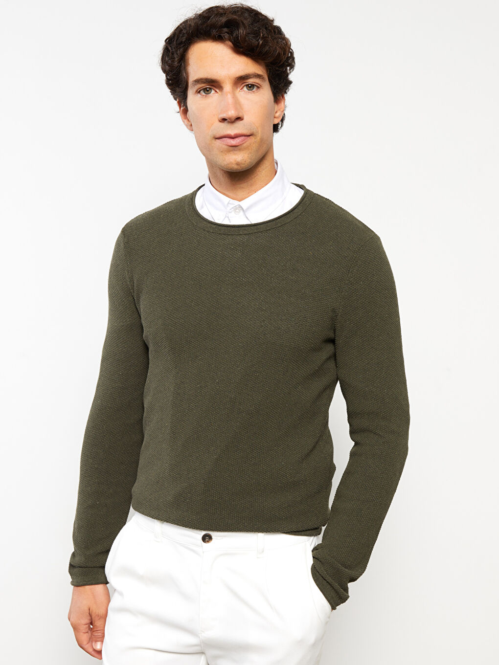 LCW ECO Crew Neck Long Sleeve Men's Tricot Sweater -W2FO60Z8-SQ5