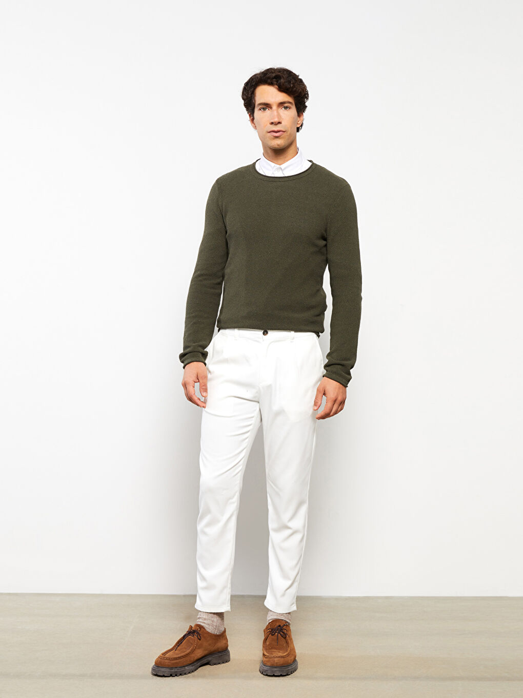 LCW ECO Crew Neck Long Sleeve Men's Tricot Sweater -W2FO60Z8-SQ5