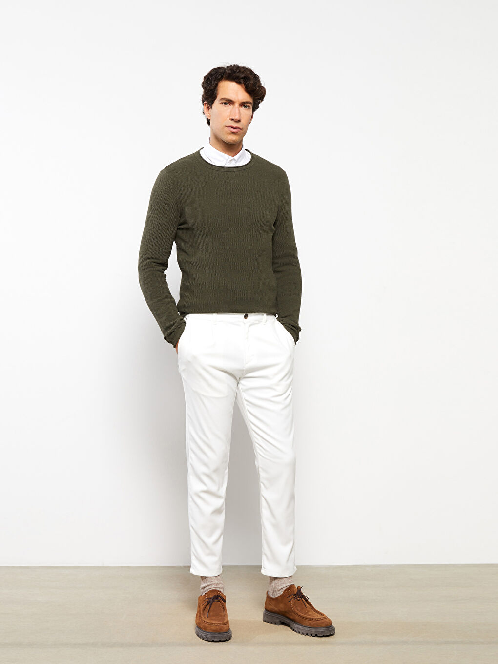 LCW ECO Crew Neck Long Sleeve Men's Tricot Sweater -W2FO60Z8-SQ5