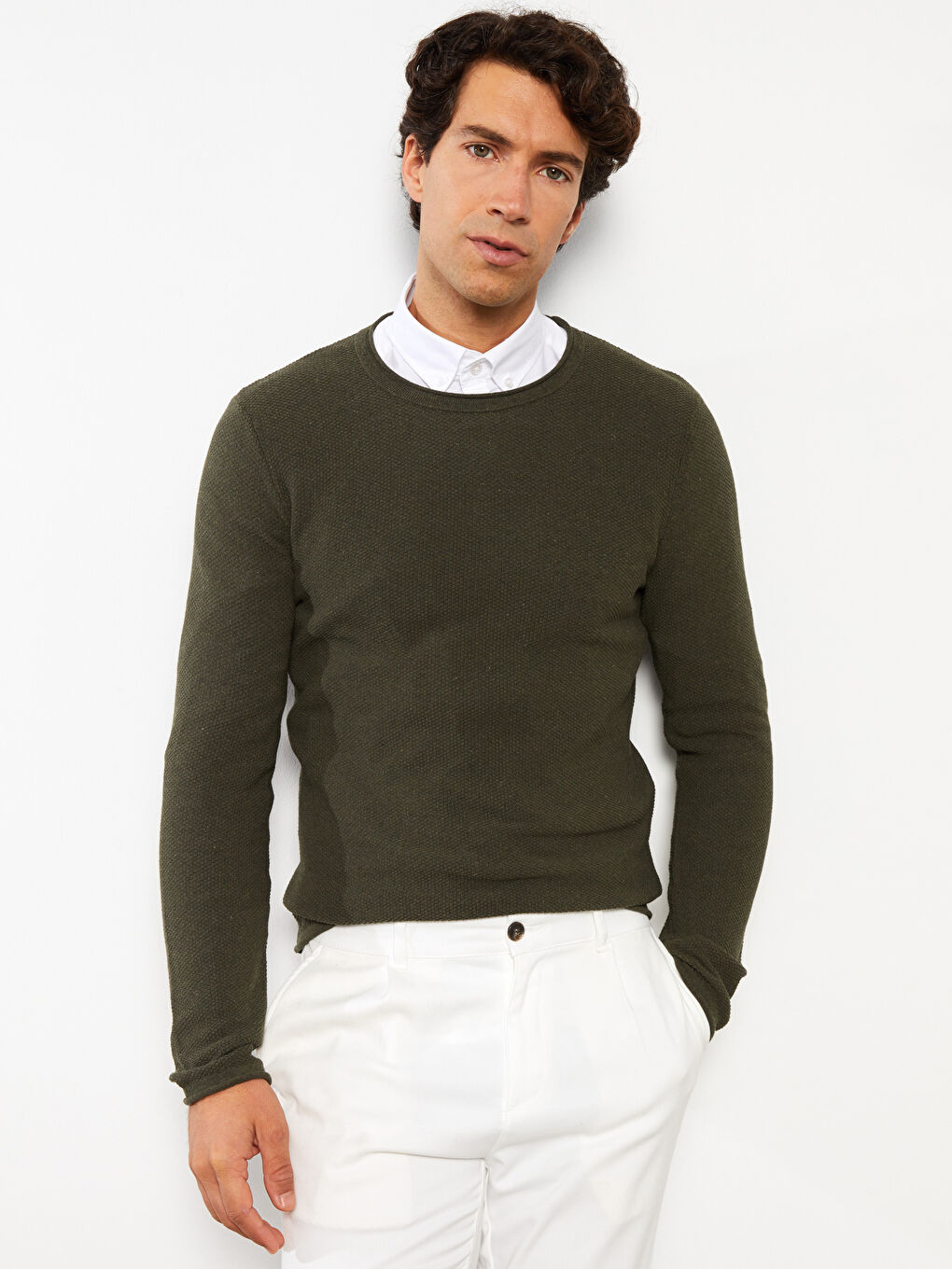 LCW ECO Crew Neck Long Sleeve Men's Tricot Sweater -W2FO60Z8-SQ5