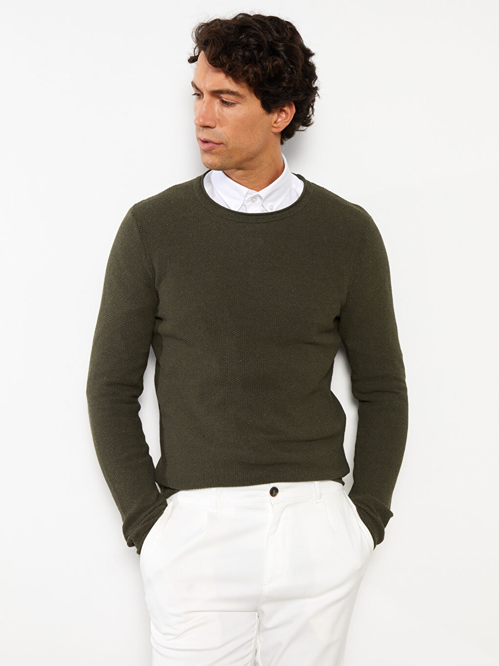 LCW ECO Crew Neck Long Sleeve Men's Tricot Sweater -W2FO60Z8-SQ5