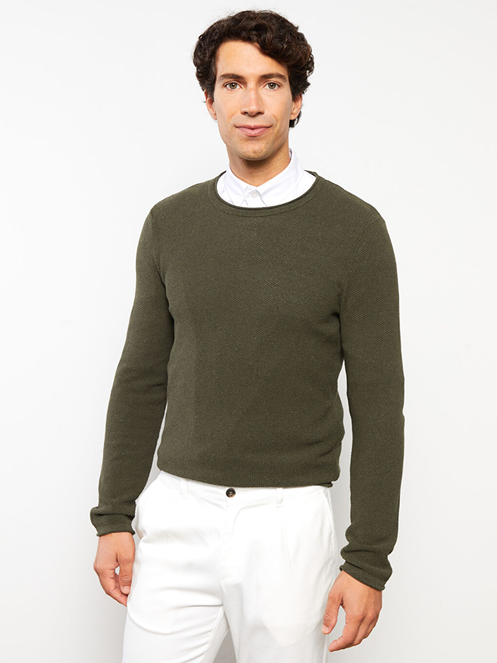 LCW ECO Crew Neck Long Sleeve Men's Tricot Sweater -W2FO60Z8-SQ5