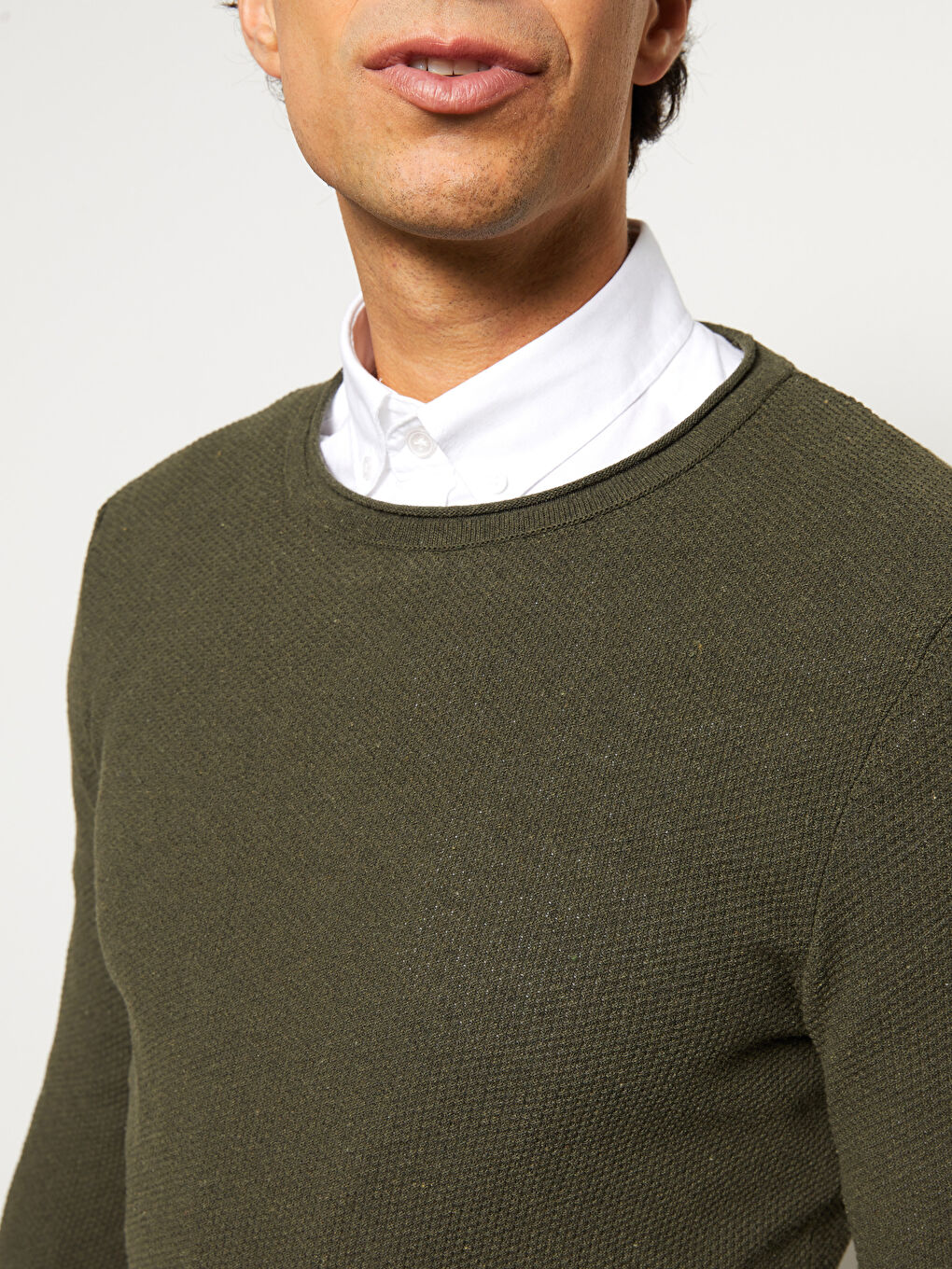 LCW ECO Crew Neck Long Sleeve Men's Tricot Sweater -W2FO60Z8-SQ5