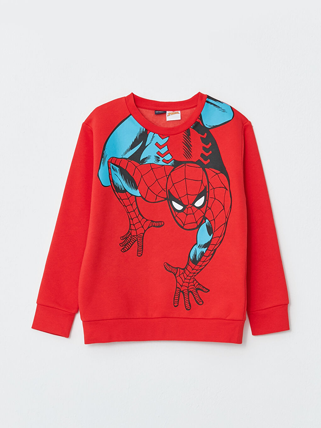 Kırmızı Bisiklet Yaka Spider-Man Baskılı Uzun Kollu Erkek Çocuk Sweatshirt ve Eşofman Altı-1