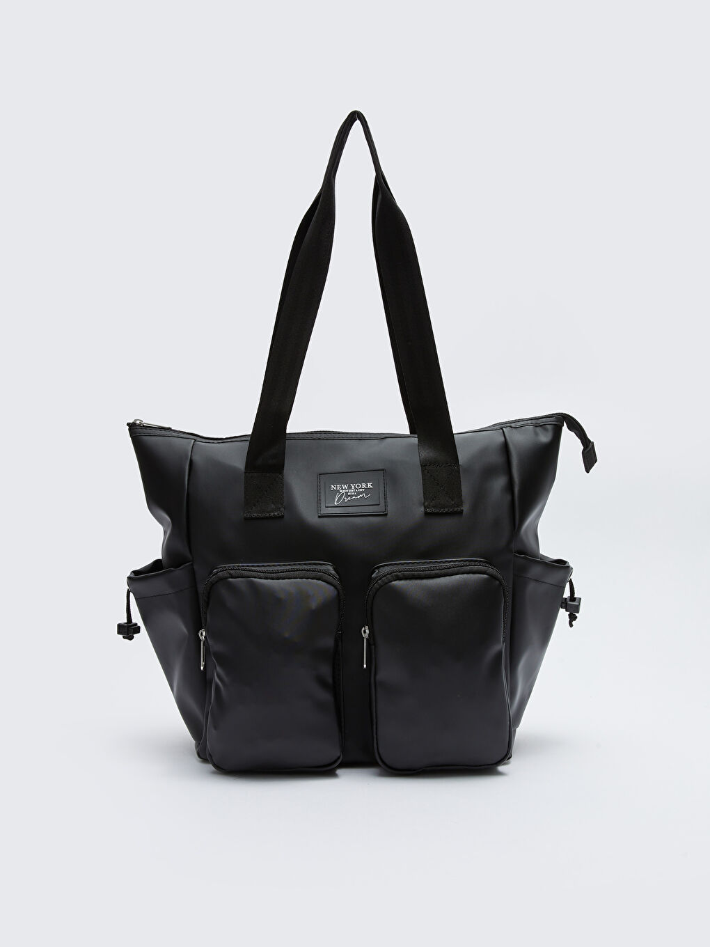 Siyah Deri Görünümlü Kadın Spor Çantası-3