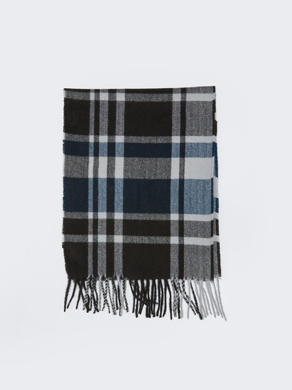 Antrasit Ekose Desenli Saçaklı Erkek Atkı-3