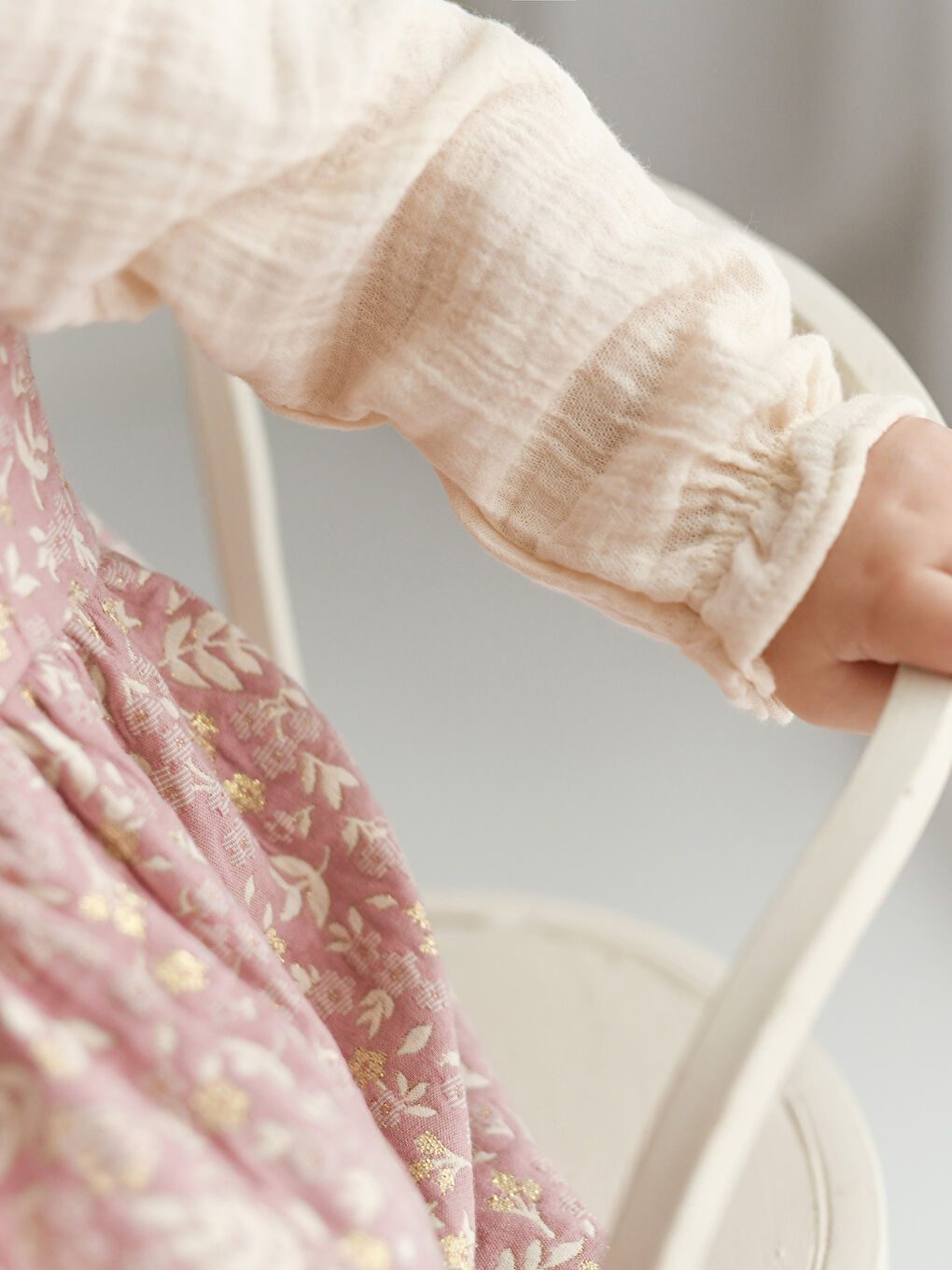 Pembe Bisiklet Yaka Kız Bebek Bluz ve Elbise 2'li Takım-1