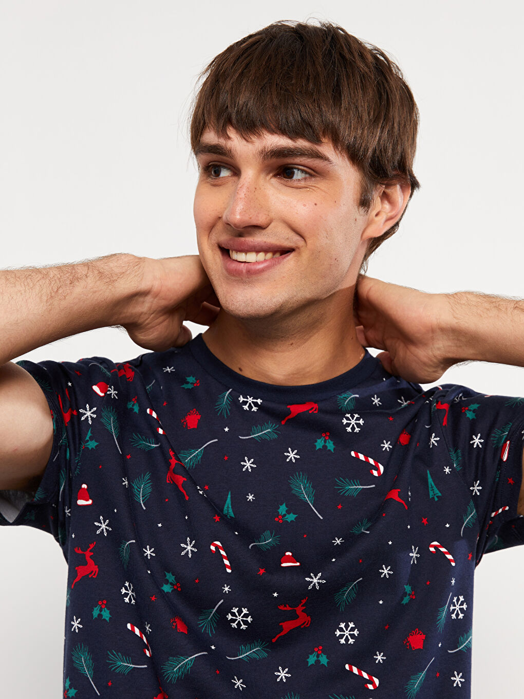 XSIDE Crew Neck Short Sleeve Christmas Themed Jersey Men's T-Shirt -W2FP04Z8-HRC