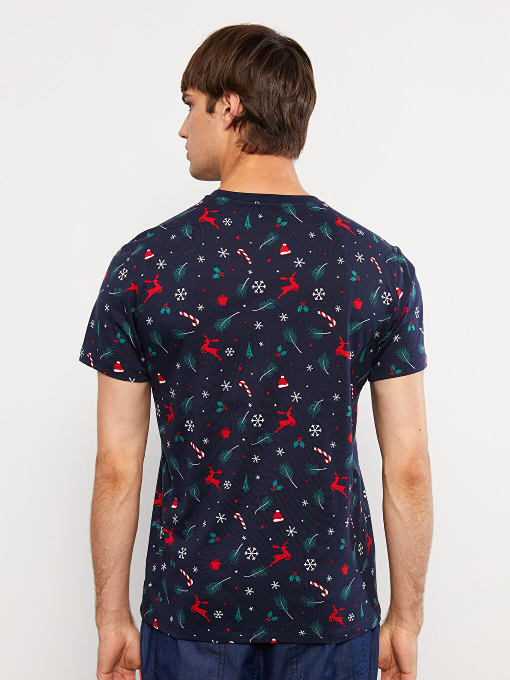 XSIDE Crew Neck Short Sleeve Christmas Themed Jersey Men's T-Shirt -W2FP04Z8-HRC
