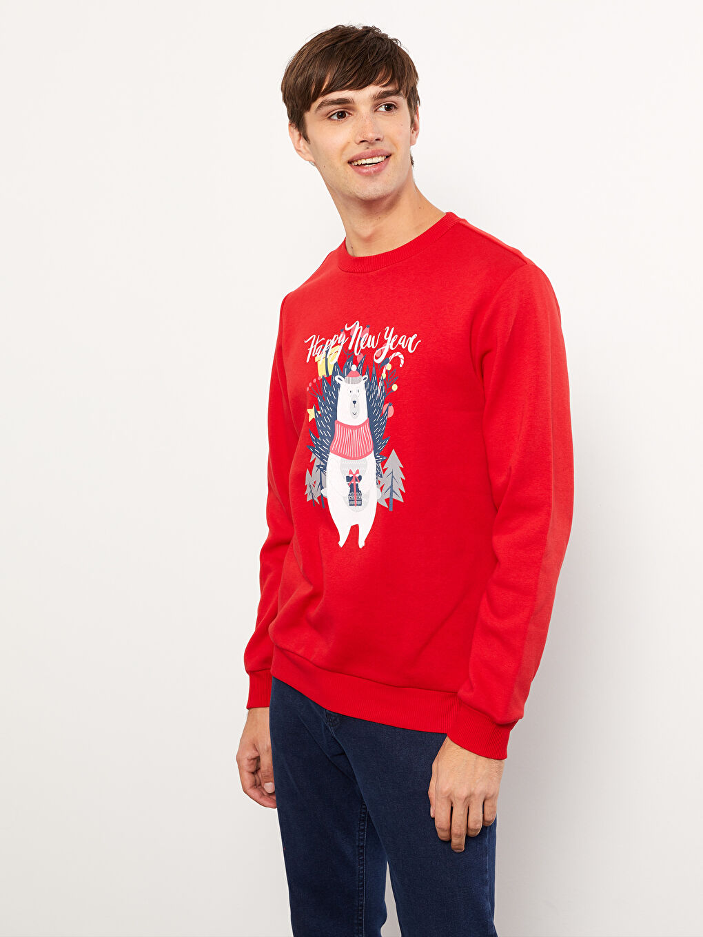 XSIDE Crew Neck Long Sleeve Christmas Themed Men's Thick Sweatshirt -W2FP07Z8-HPM