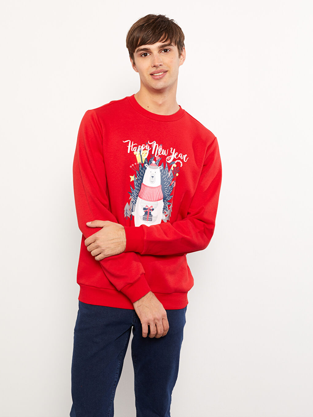 XSIDE Crew Neck Long Sleeve Christmas Themed Men's Thick Sweatshirt -W2FP07Z8-HPM