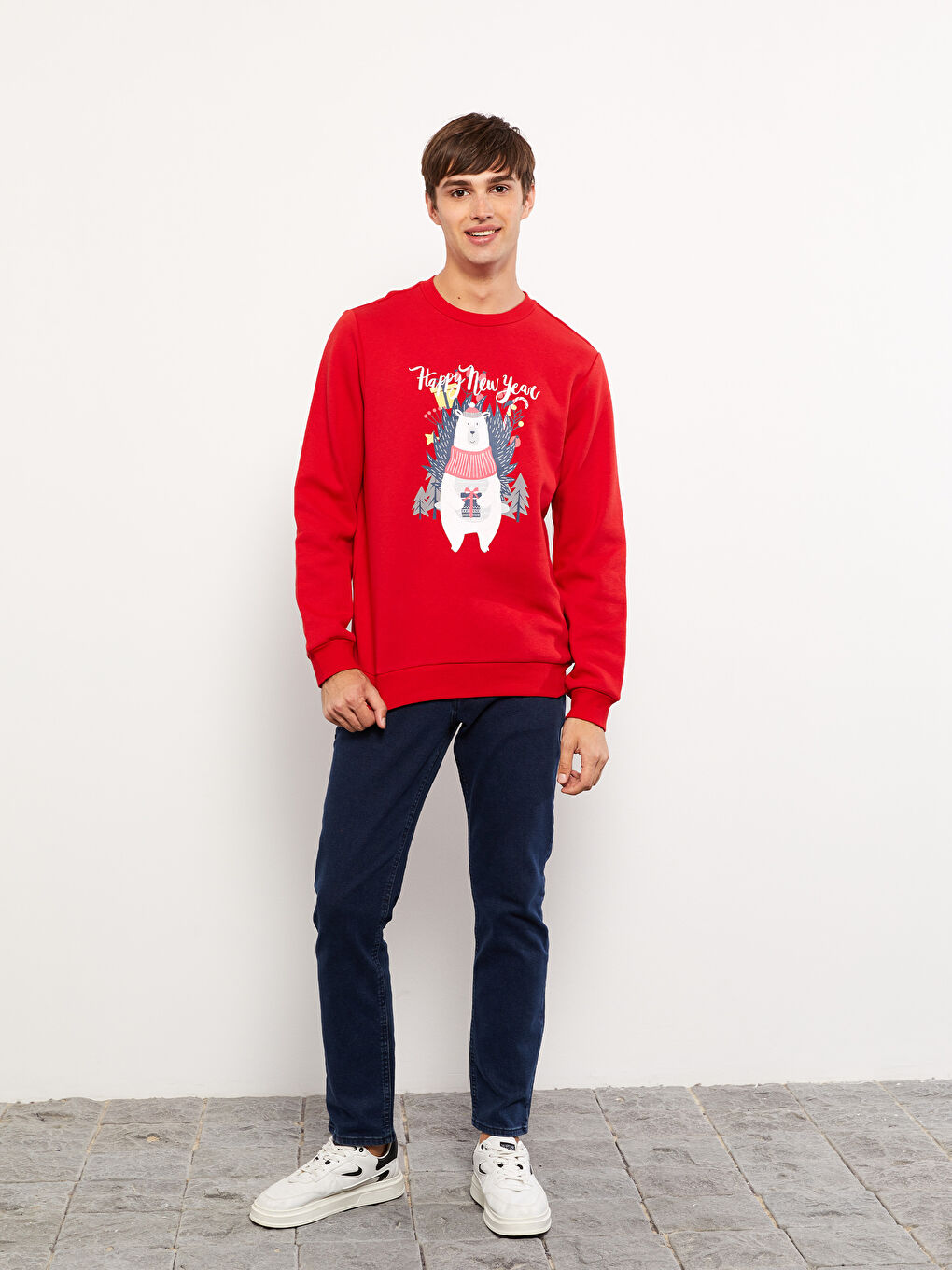 XSIDE Crew Neck Long Sleeve Christmas Themed Men's Thick Sweatshirt -W2FP07Z8-HPM