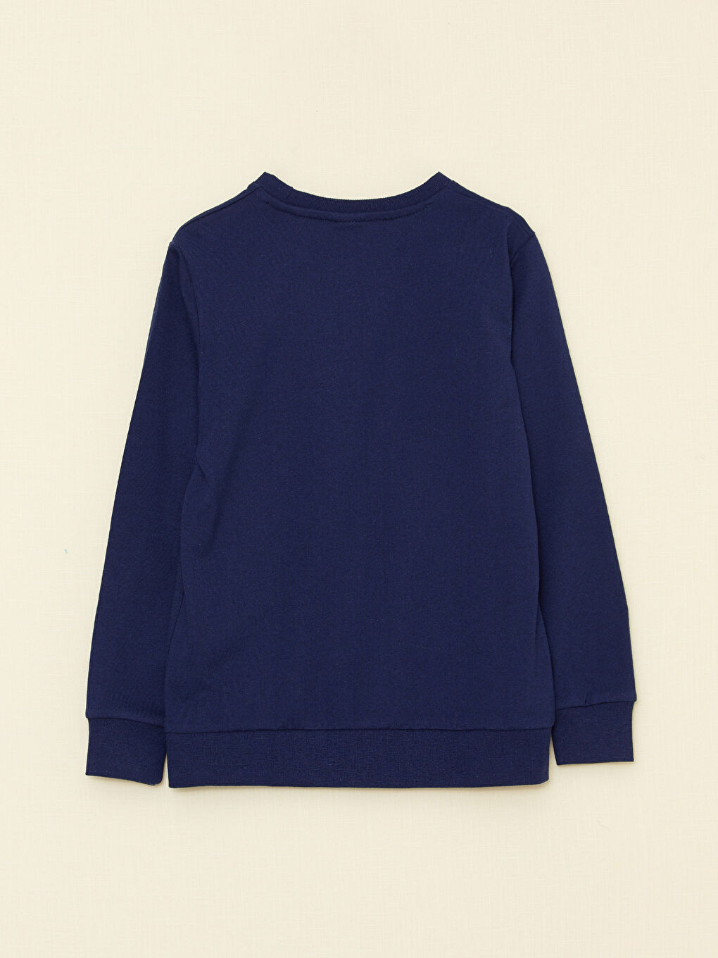 Lacivert Bisiklet Yaka Baskılı Uzun Kollu Erkek Çocuk Tişört-1