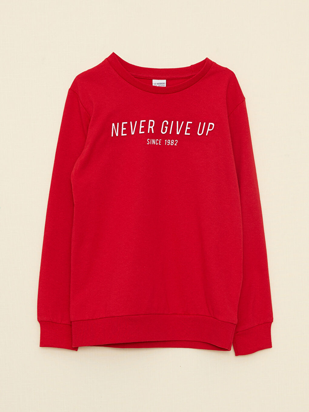 Kırmızı Bisiklet Yaka Baskılı Uzun Kollu Erkek Çocuk Tişört