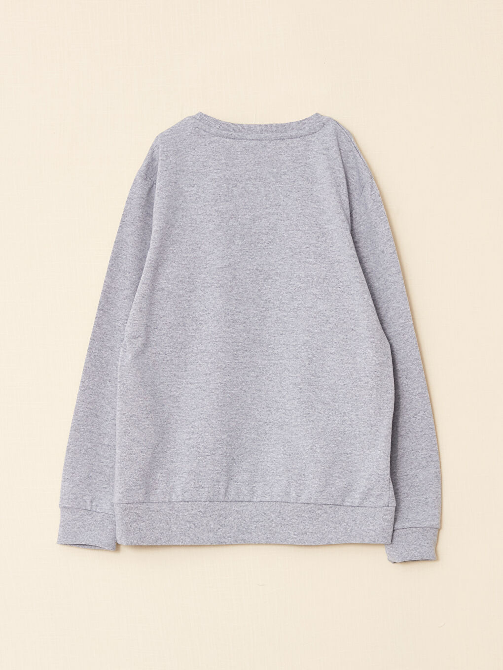 Gri Bisiklet Yaka Baskılı Uzun Kollu Erkek Çocuk Tişört-1