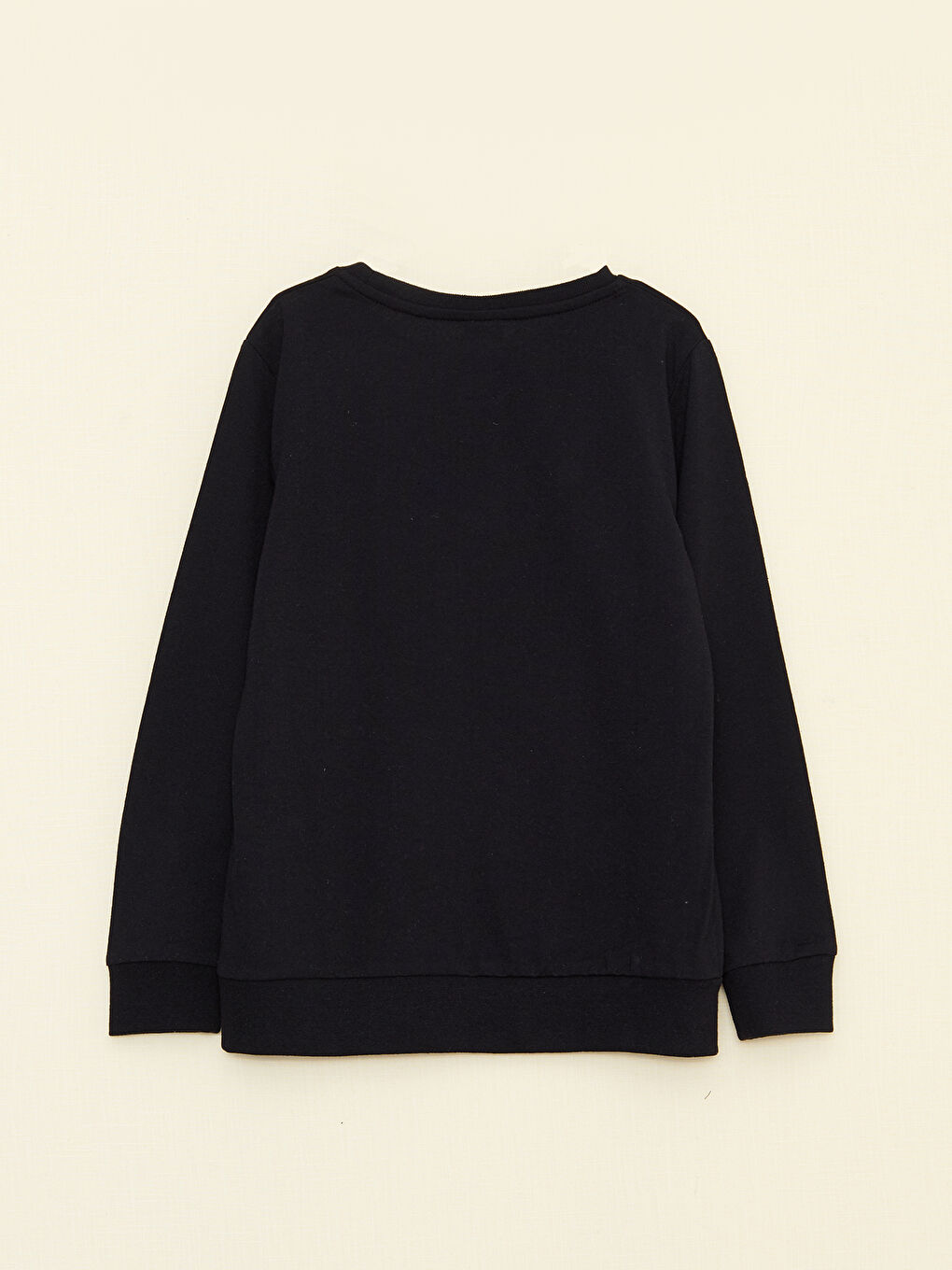 Siyah Bisiklet Yaka Baskılı Uzun Kollu Erkek Çocuk Tişört-1