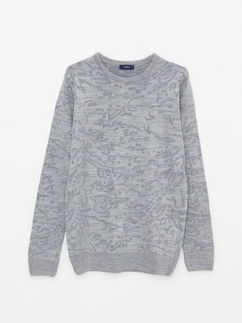Crew Neck Long Sleeve Patterned Men's Knitwear Sweater-4