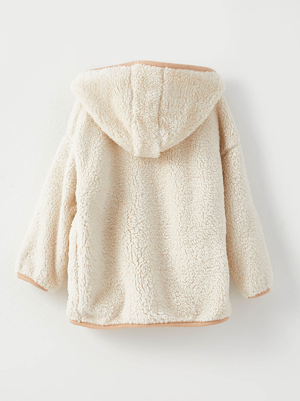 Bej Kapüşonlu Uzun Kollu Erkek Bebek Fermuarlı Sweatshirt-5