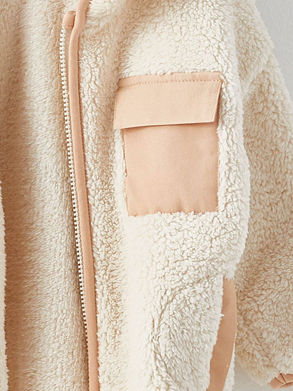 Bej Kapüşonlu Uzun Kollu Erkek Bebek Fermuarlı Sweatshirt-6