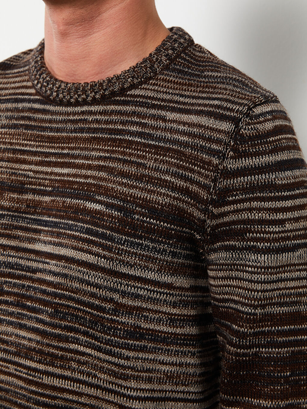 Crew Neck Long Sleeve Patterned Men's Knitwear Sweater-3