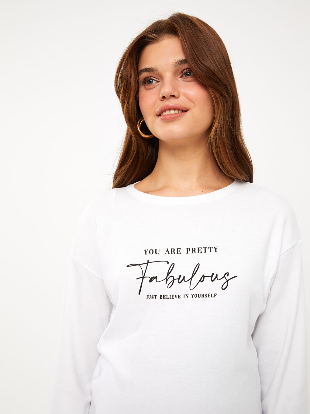 LCWAIKIKI Maternity Crew Neck Printed Long Sleeve Maternity T-shirt -W2FP81Z8-Q6K